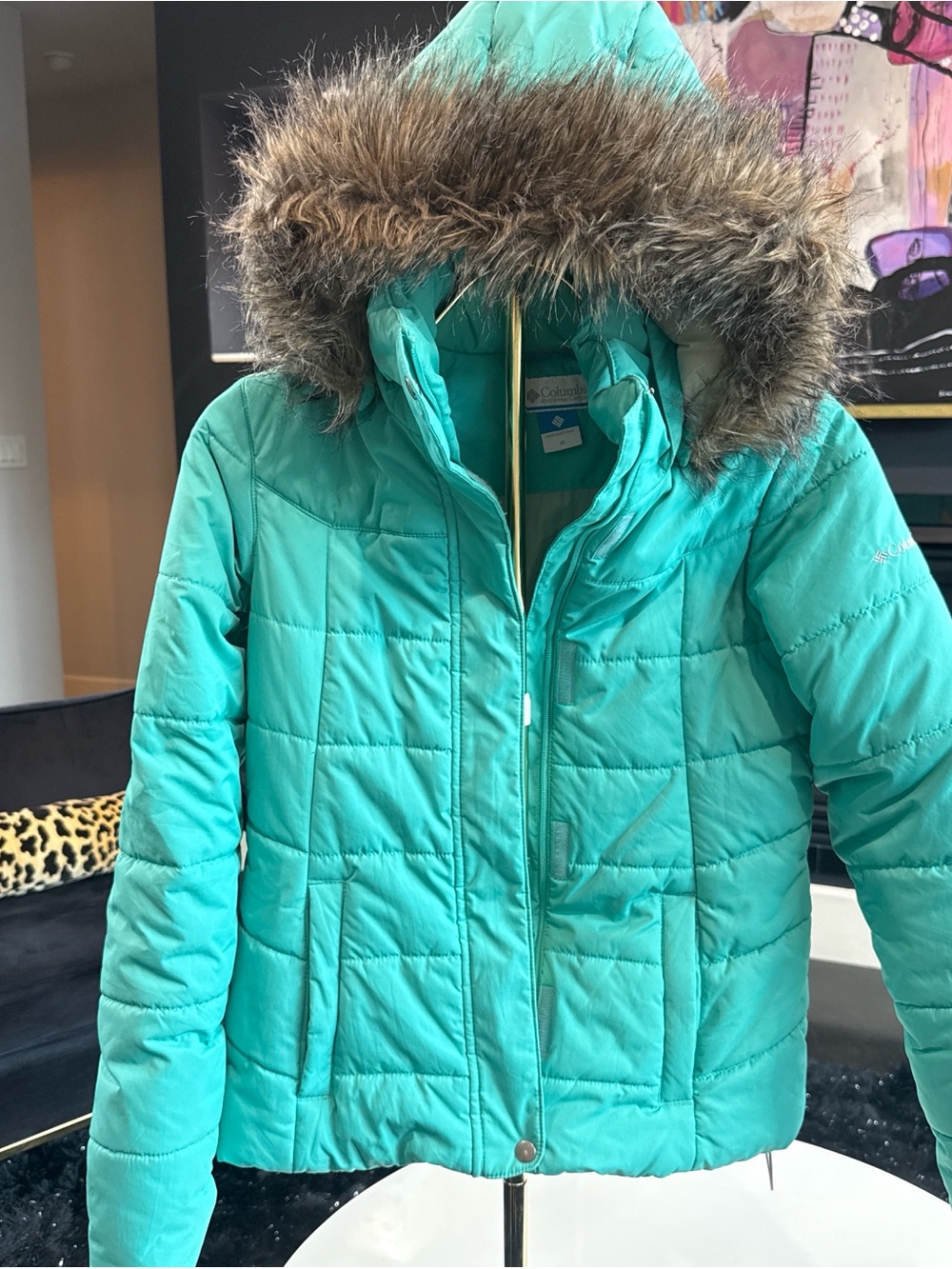 Columbia Women’s Tea Puffer Jacket with Faux-Fur Hood